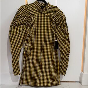 ROTATEYellow and Black Checkered Dress
